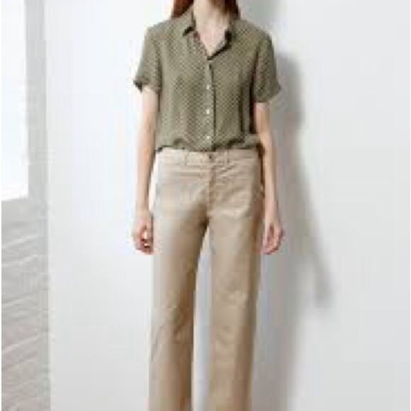 Jenni Kayne Twill Trouser Mid‑Weight Cotton‑Blend Cropped Straight Pants Size 2